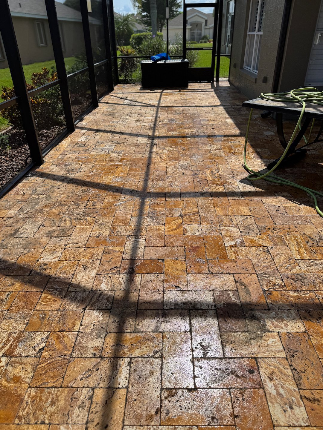 Top Quality Travertine Paver Cleaning, Re-Sanding, and Sealing Performed in Port Orange, Florida Thumbnail